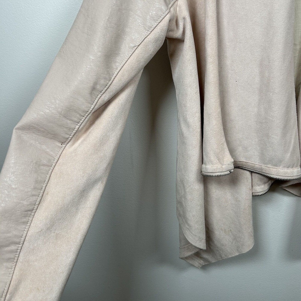 Blank NYC Mixed Media Faux Leather Draped Open Front Cardigan Jacket Size Large - Picture 4 of 8